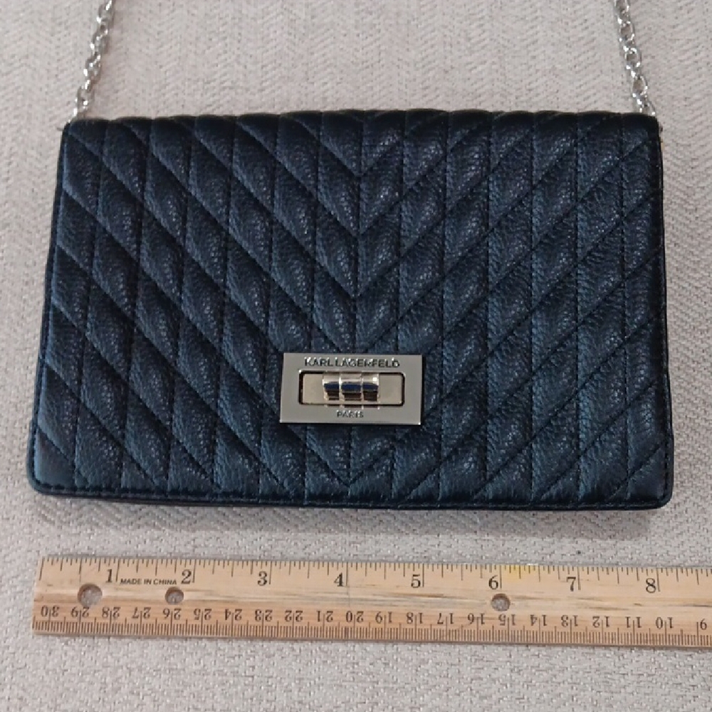 Karl Lagerfeld Black Quilted Women's Bag Detachable Chain Strap